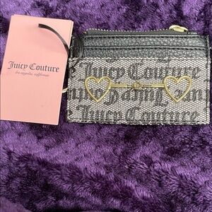 Juicy Couture Black and Gold Heart Card Holder NWT